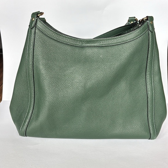 Coach Kristy Shoulder Bag Green Leather Double Handle Hobo Tote - Picture 2 of 5